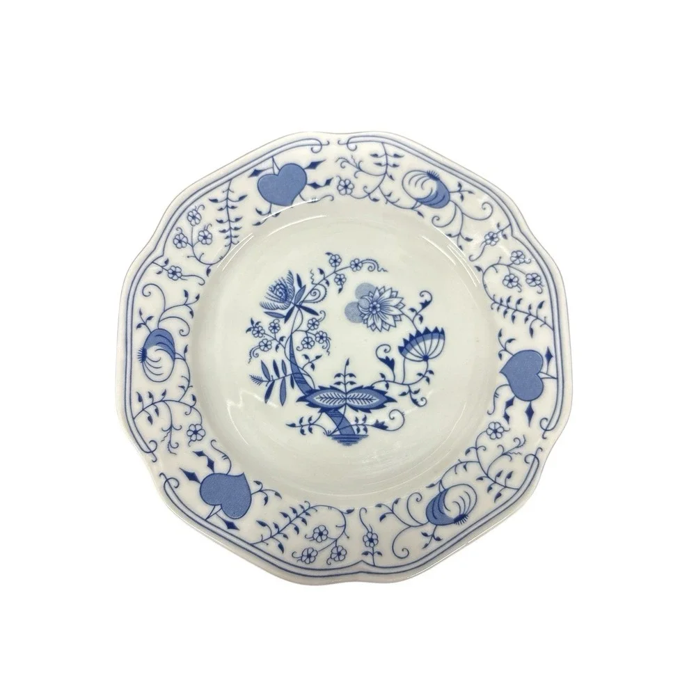 Set of 4 Bohemia Czechoslovakia Inglazed Blue Onion Henriette‎ Plates 7-3/4